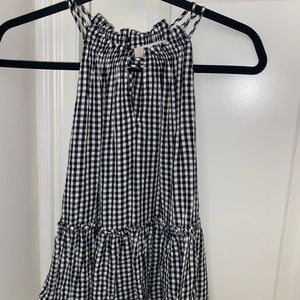 LOFT Black and white Gingham swing tank top